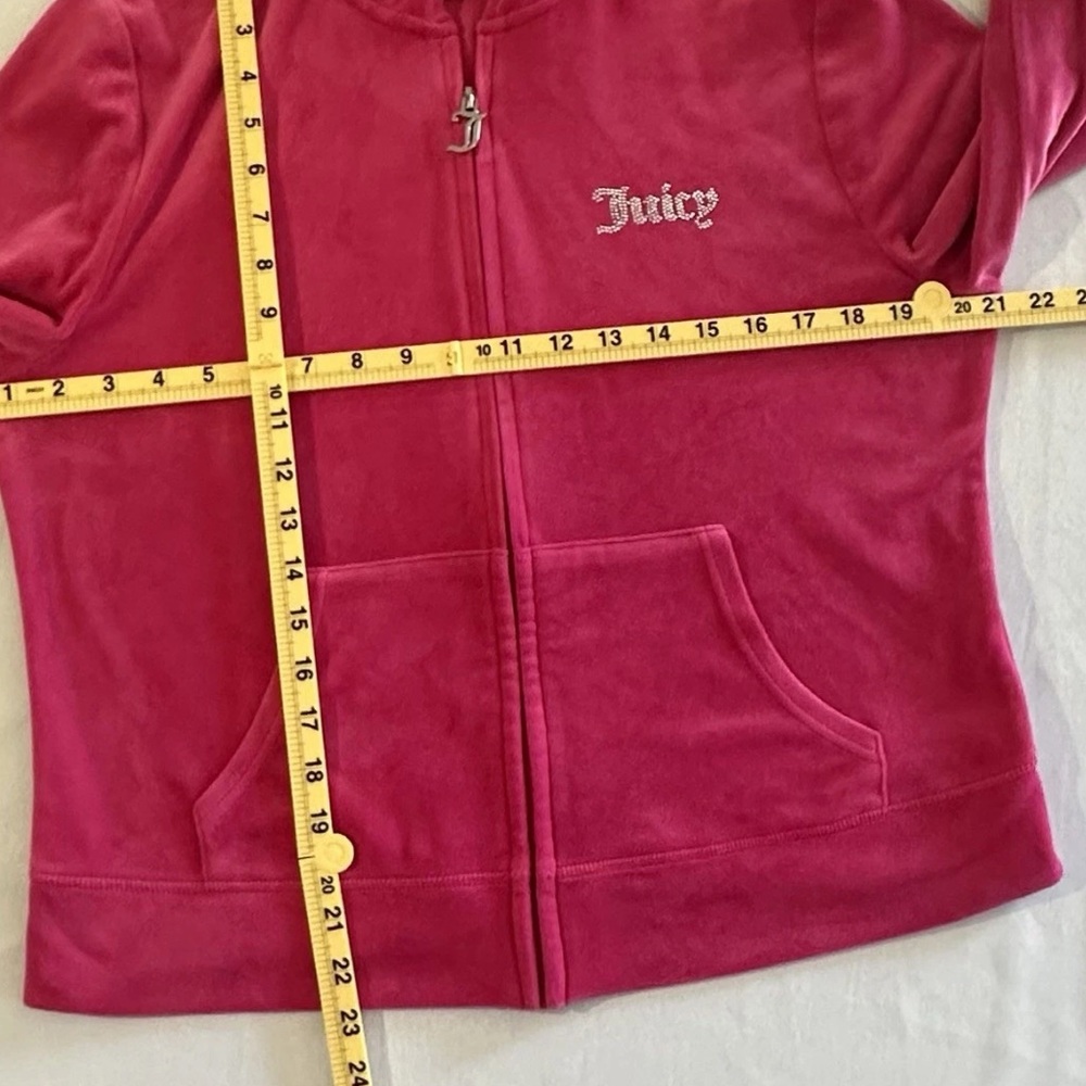JUICY COUTURE Velvet Tracksuit Bling Hoodie & Pants Hot Pink Size XL Retro Y2K - Picture 6 of 16